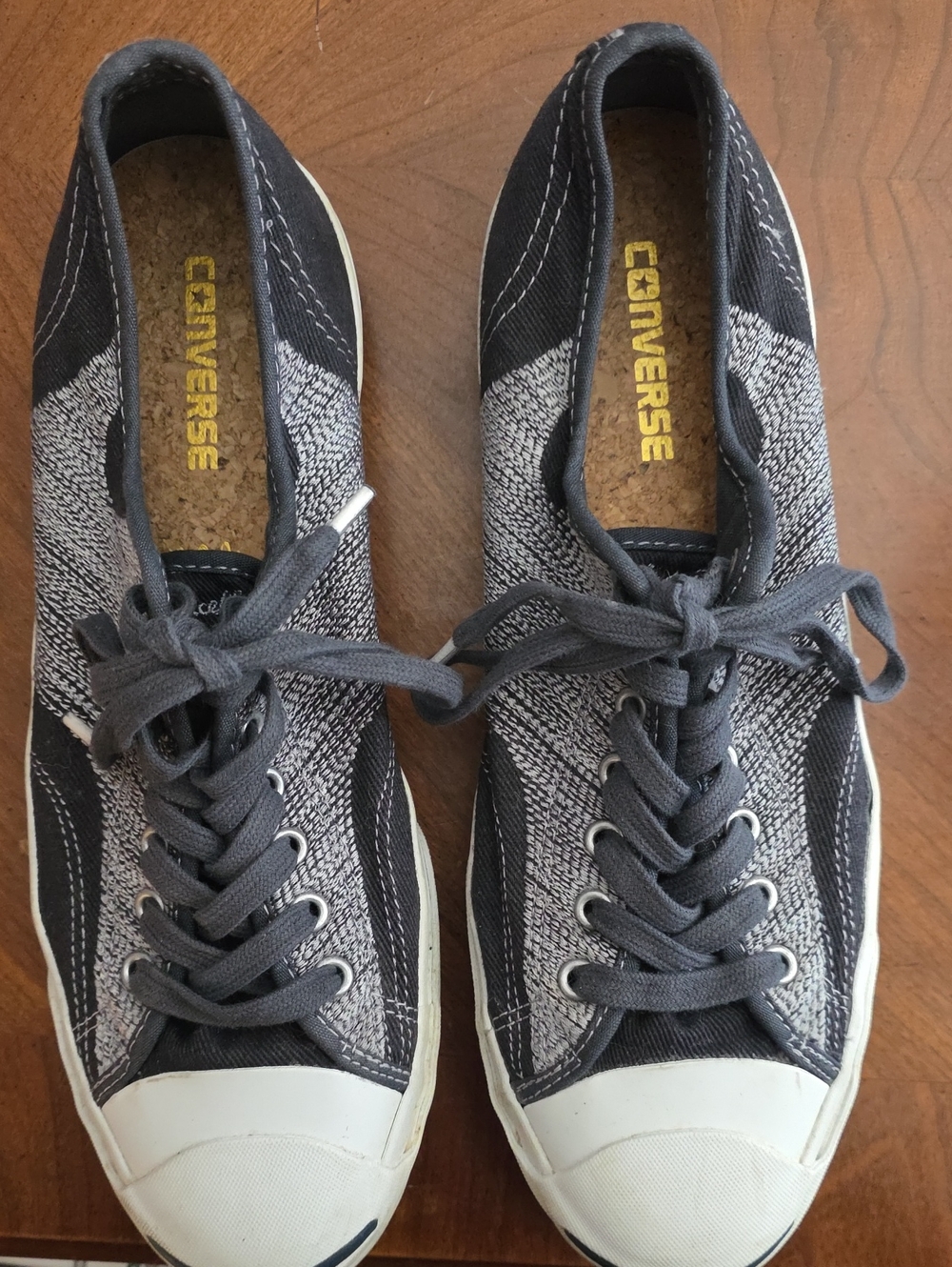 Converse Jack Purcell Knit Low-Top Sneakers in Black + Gray Size 11